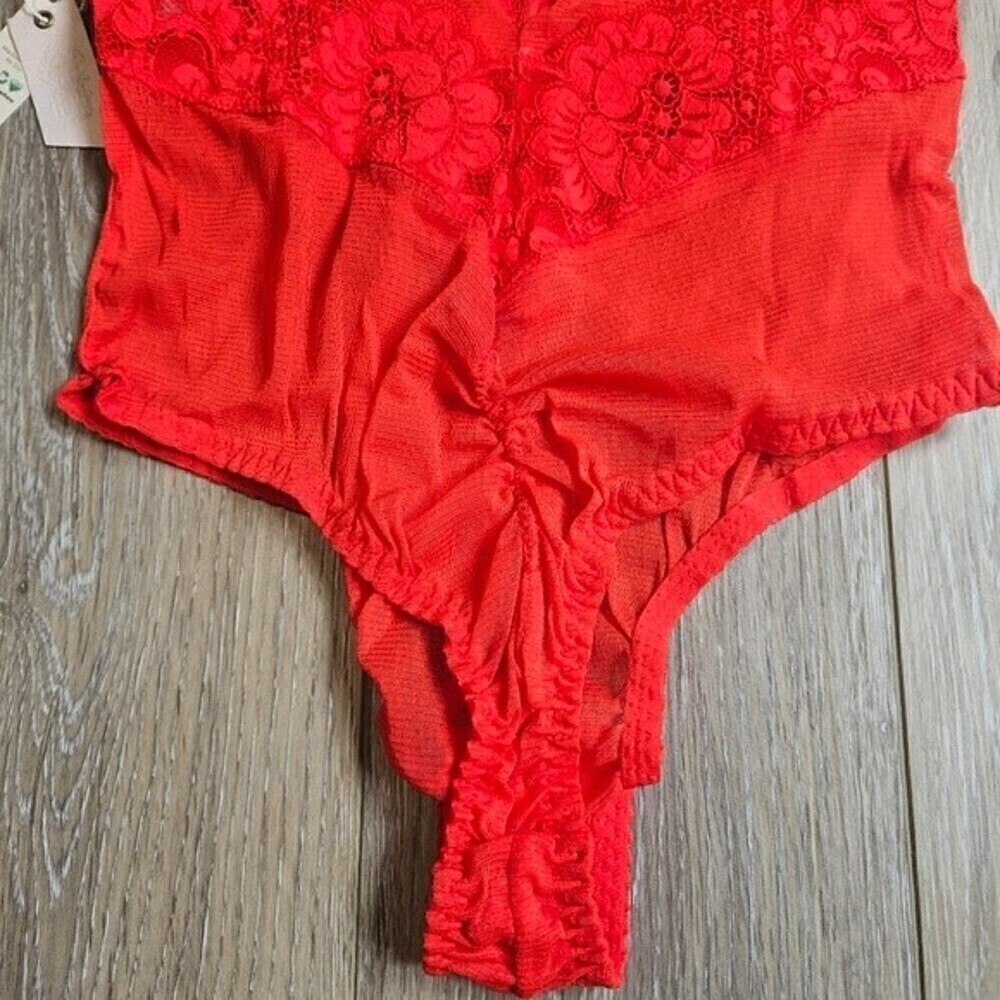 Free People We Are HAH Cheap And Cheerful Bodysuit Red Women's Small Revolve - Picture 11 of 13